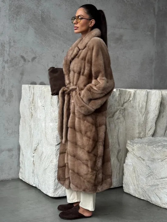 Шуба норковая английский воротник - цвет пастель - фото 6