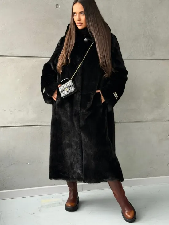 Шуба из норки Blackglama с капюшоном - фото 4