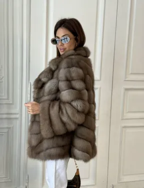 Шуба из куницы воротник английский - фото 5