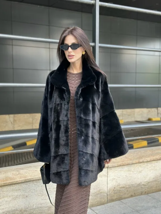 Норка BLACKGLAMA стойка воротник паркет - фото 5