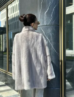 Норковая шуба в цвете нюд - фото 6