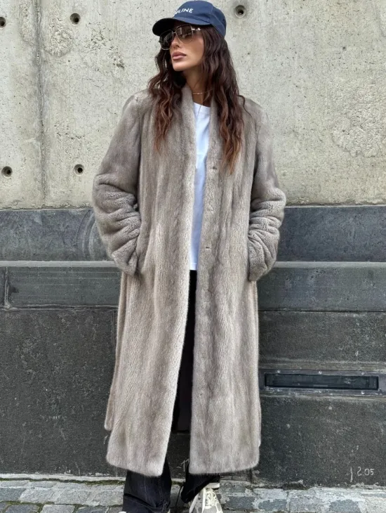 Шуба - пальто в винтажном стиле из скандинавской норки - фото 6